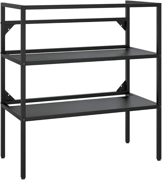 vidaXL Black Iron Bathroom Washbasin Frame - Weather- Powder-Coated Console Sink Stand, Easy-to-Clean, 31.1"x15"x32.7" Storage Furniture