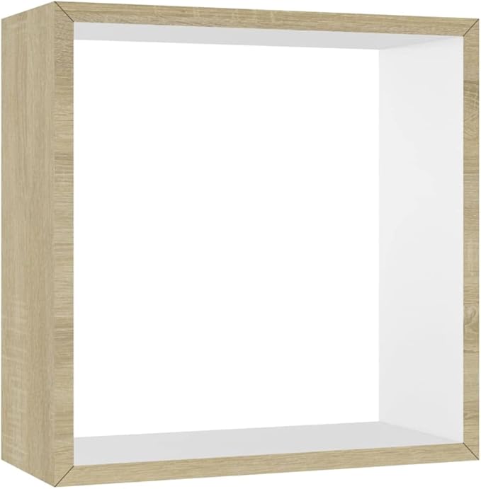 Wall Cube Shelves 3 pcs White and Sonoma Oak Modern Floating Shelves Set for Living Room Bedroom Decor with Invisible Mounting System Storage Display Organizer