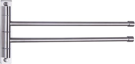 GERZWY Bathroom Swing Arm Towel Bars 2-Arm Wall Mount Stainless Steel Bath Towel Rack Hanger Towel Holder Organizer Brushed Finish HYG02-LS