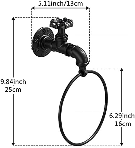 Farmhouse Bathroom Decor, garini Rustic Water Spigot Towel Holder, Black Metal Hand Towel Holder for Bathroom Living Room Toilet.