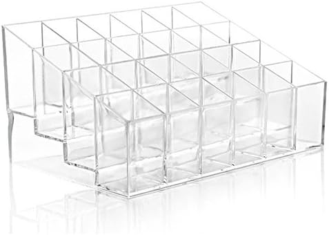 Makeup Organizer Jewelry and Cosmetic Storage, Clear 24 Cells Lipsticks Holder Display Stand Cosmetic Organizer Makeup Case Display Boxes Makeup Palette and Brush Holder