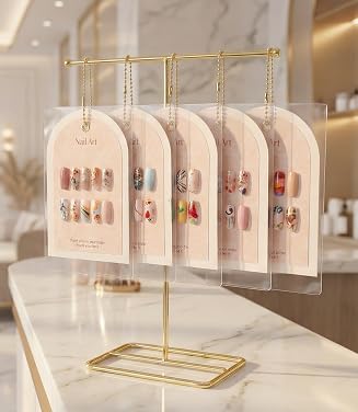 NOLITOY Nail Art Display Cards with Stand, False Nail Tips Sample Display Nail Gel Polish Display for Nail Art Manicure Tool