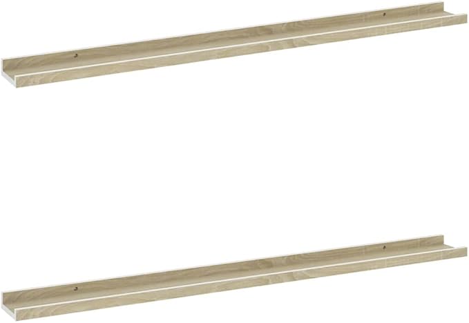 Wall Shelves 2 Pack White and Sonoma Oak 39.4 inch Floating for Living Room Bedroom Kitchen, MDF Wall Mounted Storage Shelves with 11lb Capacity Each