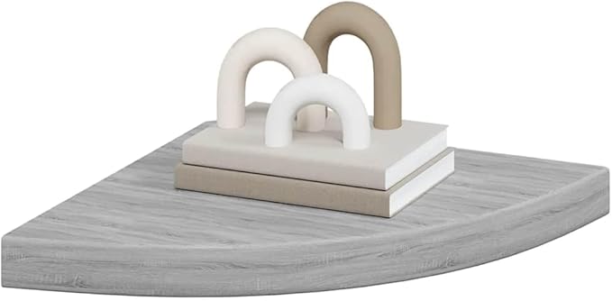 Concrete Gray Floating Corner Shelf for Wall, 13.7x13.7x1.4 Inches MDF Honeycomb with Metal Frame, Modern Display Shelf for Books Decor Photos, Easy Install Invisible Mount, Holds 11 lbs