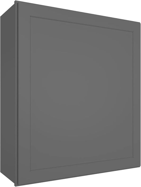 ROOMTEC Wood Wall Cabinet,RTA Single Door Medicine Cabinet with Adjustable Shelves and Soft-Close Door for Kitchen, Bathroom, and Laundry. 12" D*21" W*30" H, Shaker Grey