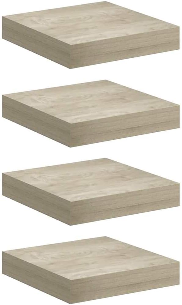 Wall Shelf Set of 4, Honeycomb Floating Shelves for Wall Decor, Oak Finish MDF Decorative Display Organizer for Living Room Bedroom Office, Small