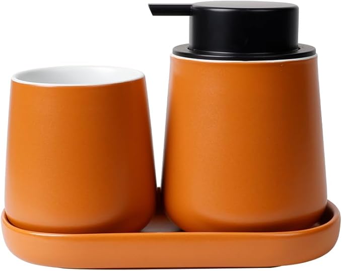 BosilunLife Bathroom Accessories Set 3 pcs (Orange-Foam)