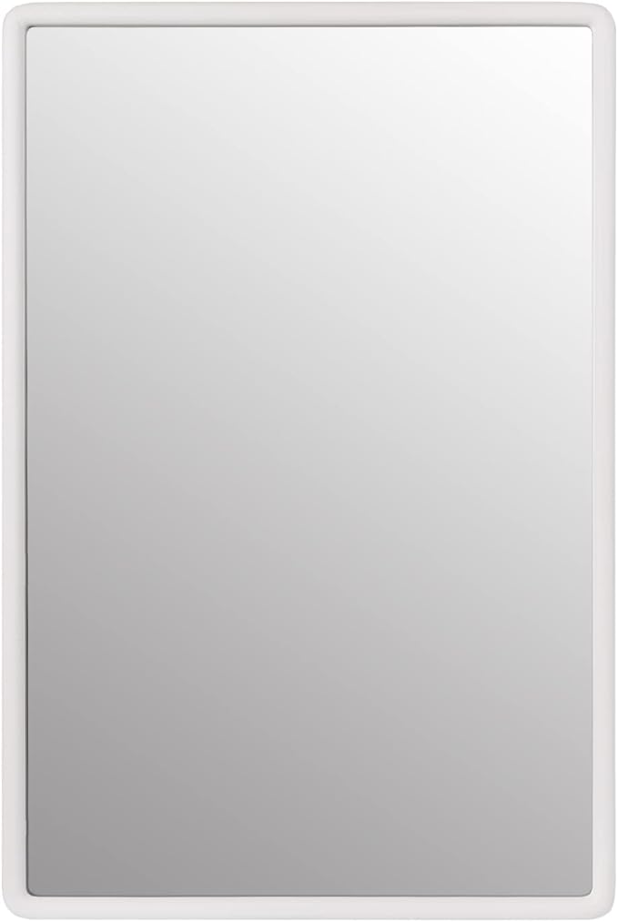 H & A Farmhouse Wood Frame Bathroom Medicine Cabinet, 24''x16'' with Mirror, Surface or Recess Mounted Installation (White)