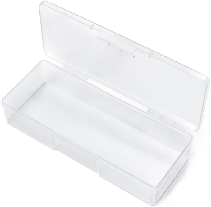 2 Pcs Transparent Nail Art Tool Organizer Empty Plastic Storage Box for Manicure & Pedicure Kits Multifunctional Rectangular Nail Supply Case (2 White)