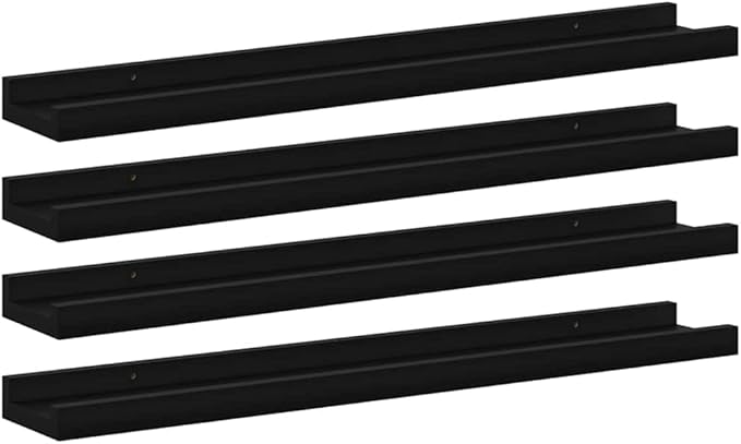 Floating Wall Shelves Set of 4, 23.6 inch Modern Decorative Ledge Shelf for Bedroom, Living Room, Kitchen, Black MDF Display Shelving Unit