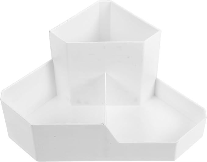 Cabilock White Plastic Makeup Organizer Box Multipurpose Storage for Skincare Bathroom Organizer and Makeup Brush Holder with Corner Design