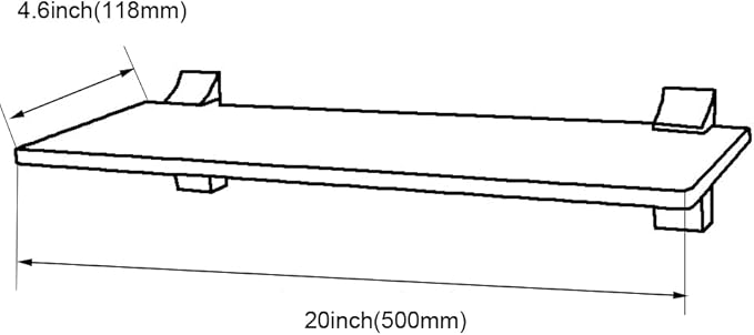 XVL Tempered Glass Shelf Bathroom 20 Inches Wall Mount Rectangular Shelves,Brushed GS3003AM-2
