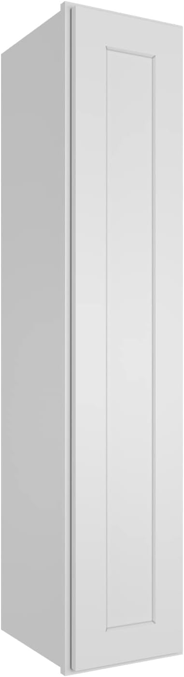 ROOMTEC Wood Wall Cabinet,RTA Single Door Medicine Cabinet with Adjustable Shelves and Soft-Close Door for Kitchen, Bathroom, and Laundry. 12" D*9" W*42" H, Shaker White