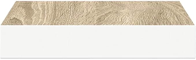 Floating Wall Shelves Set of 4, Modern Invisible Mounting Oak White Display Shelves for Living Room Bedroom, 9.1x9.3x1.5 Inch Honeycomb MDF Storage Rack for Books Decor