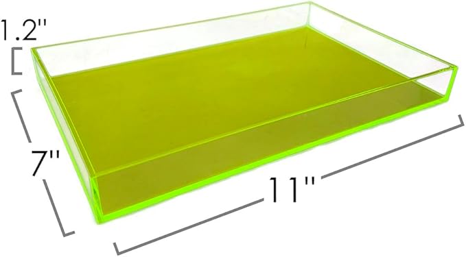 OnDisplay Electric Neon Luxe Clear Acrylic Stackable Cosmetic/Jewelry Tray (Neon Yellow)