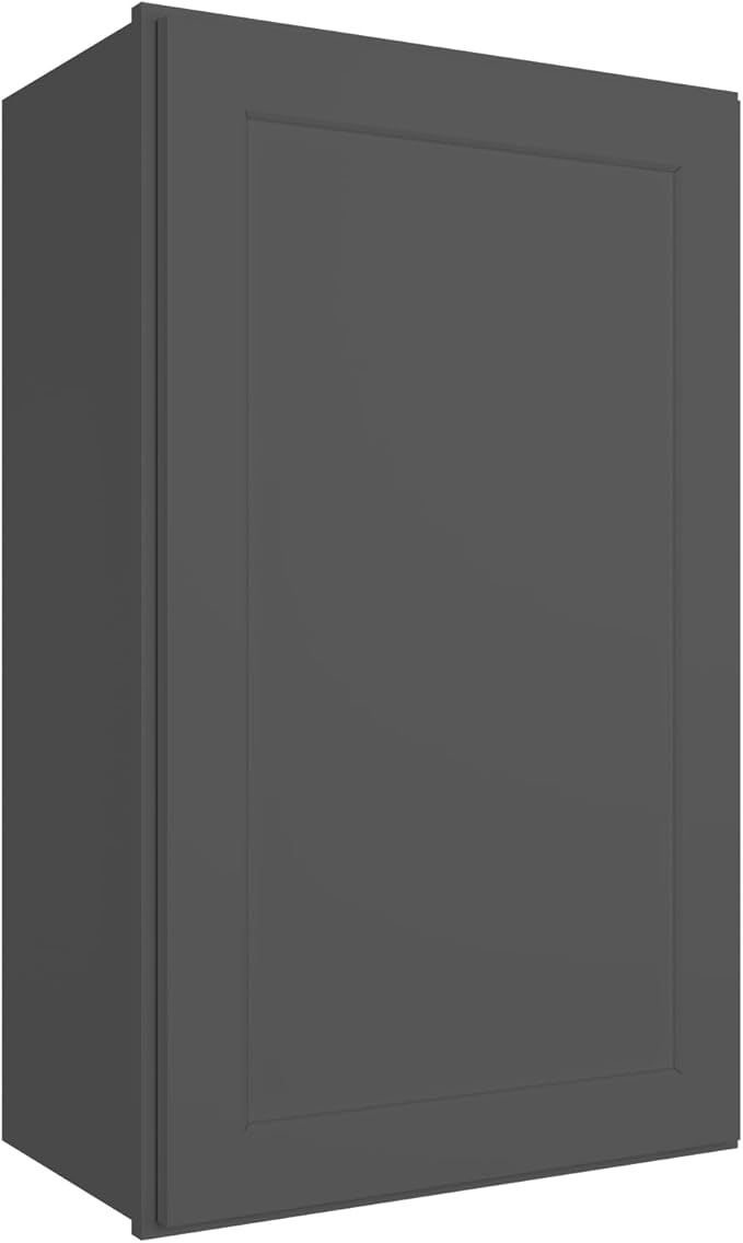 ROOMTEC Wood Wall Cabinet,RTA Single Door Medicine Cabinet with Adjustable Shelves and Soft-Close Door for Kitchen, Bathroom, and Laundry. 12" D*18" W*30" H, Shaker Grey