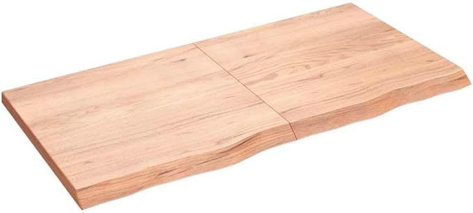 Solid Oak Wood Floating Wall Shelf, 47.2 x 23.6 Inch Rustic Live Edge Display Ledge, Heavy Duty Natural Brown Decorative Storage Rack for Kitchen Living Room Home Decor