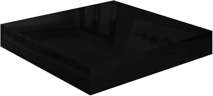 Floating Wall Shelves 2 Pack High Gloss Black Modern Display Rack for Living Room Bedroom, Invisible Mounting, 9.1x9.3x1.5 Inches MDF Honeycomb Storage Shelves for Books Decor