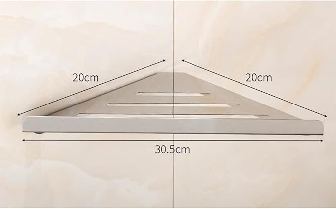 Single Stainless Steel Triangular Shelf Shelf Bathroom Black Corner Shelf Shiny (Silver One Size)
