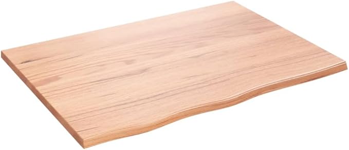 Light Brown Treated Solid Wood Bathroom Countertop 31.5"x23.6"x0.8" Handmade Live Edge Oak Vanity Top for Shelf or Desk