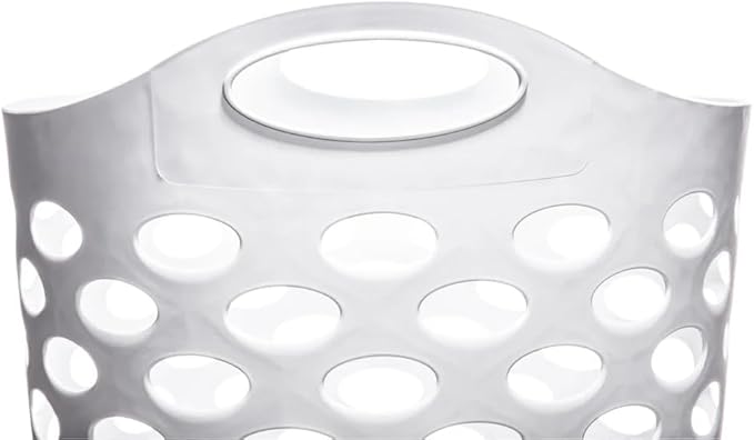 Plastic Round Laundry Hamper, BPA-Free, White - Sturdy, Ventilated, with Comfort Carrying Handles for Bedroom, Bathroom & Dorm