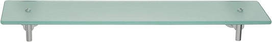 tesa LUUP Glass Bathroom Shelf - No Drill Shelf Made of Satined Glass and Chrome-Plated Metal - Stainless - Waterproof - Includes Removable Adhesive Solution