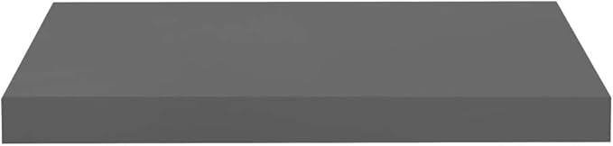 Floating Wall Shelves 4 Pack High Gloss Gray Modern Display Rack 19.7x9.1 Inches for Living Room Bedroom Office Decor with Invisible Mounting System