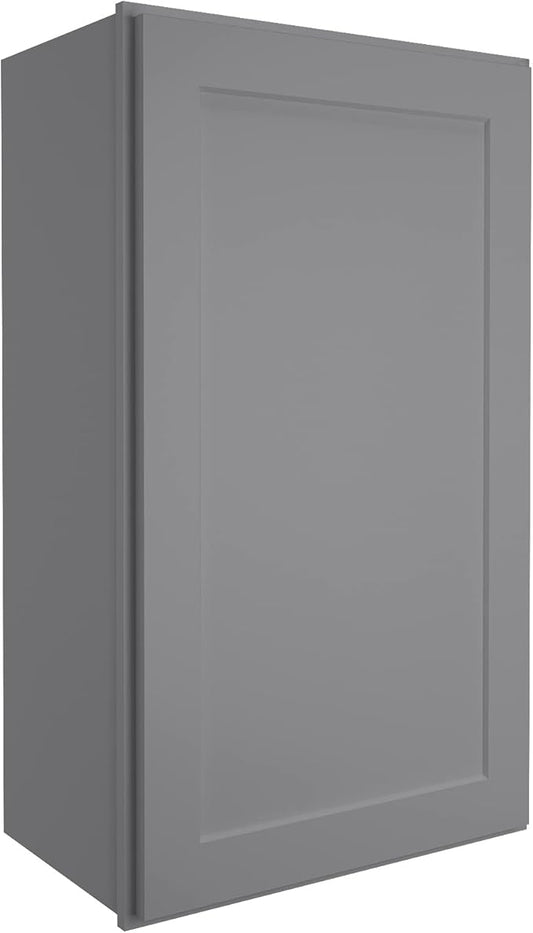 ROOMTEC Wood Wall Cabinet,RTA Single Door Medicine Cabinet with Adjustable Shelves and Soft-Close Door for Kitchen, Bathroom, and Laundry. 12" D*21" W*36" H, Shaker Grey