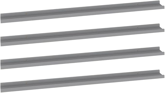 Wall Shelves 4 Pack Gray MDF Floating 45.3x3.5x1.2 Inches for Living Room Bedroom Storage, Decorative Display for Books Plants Decor, Easy Installation Heavy Duty Wall Mounted Shelves