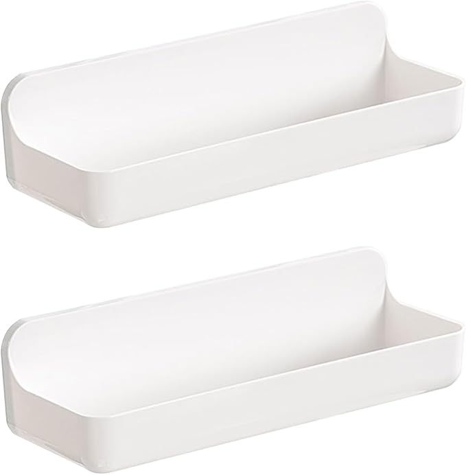 Diesisa 2pc Acrylic Wall Mounted Shower Caddy, Adhesive Shelf, Bathroom Shelves for Wall, No Drilling Hang Walls,Stick on Shelf, with Self Adhesive Tape, for Bathroom, Kitchen, Living Room