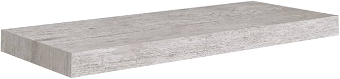 Floating Wall Shelf Concrete Gray 23.6x9.3x1.5 Invisible Mount Display Rack for Living Room Bedroom Office Decor Modern Storage Shelves