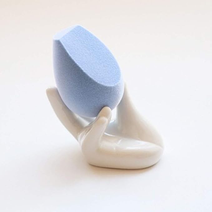 Lemonadeus Unique Ceramic Hand Beauty Blender Sponge Holder Rings Holder Stand Storage Powder Puff Display Stand(2 Pack)