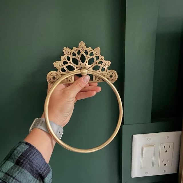 Victorian Towel Ring Solid Brass | Antique 6 inches | Hand Towel Hanger | Round Towel Holder for Bathroom, Toilet,Kitchen Accessories Handmade | Wall Mounted | Napkin Holder