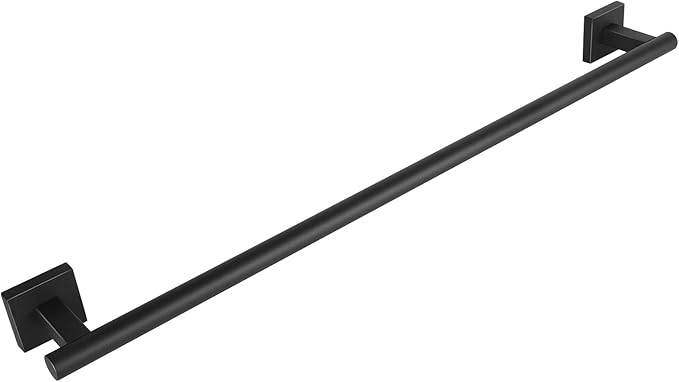 Matte Black Towel Bar, 26 Inches Stainless Steel Towel Rod-Square Base, Wall Mounted Towel Rack for Bathroom
