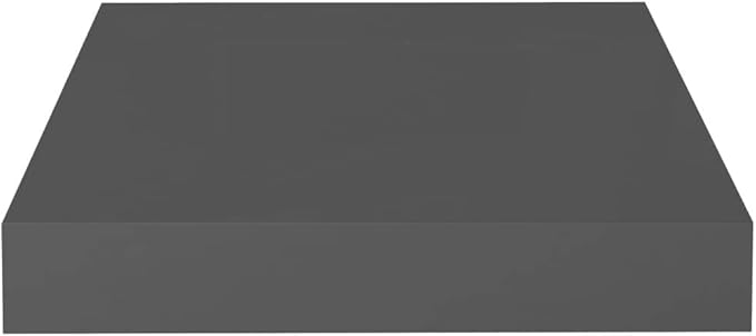 Floating Wall Shelves 2 Pack High Gloss Gray Modern Display Rack for Home Decor, Invisible Mounting System, 11lb Capacity Each, Perfect for Living Room Bedroom Office