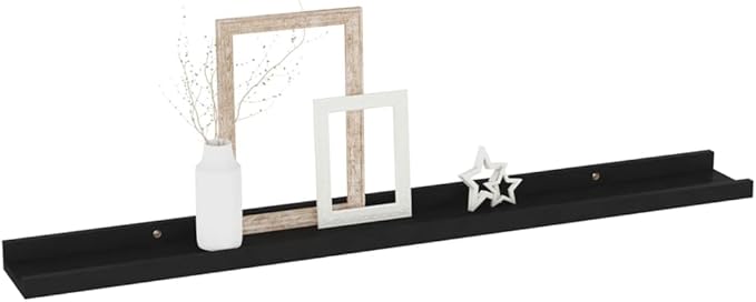 Wall Shelves 4 pcs Black 31.5x3.5x1.2 inch Floating for Wall Decor, Modern MDF Storage Shelves for Living Room Bedroom Kitchen Display Organizer