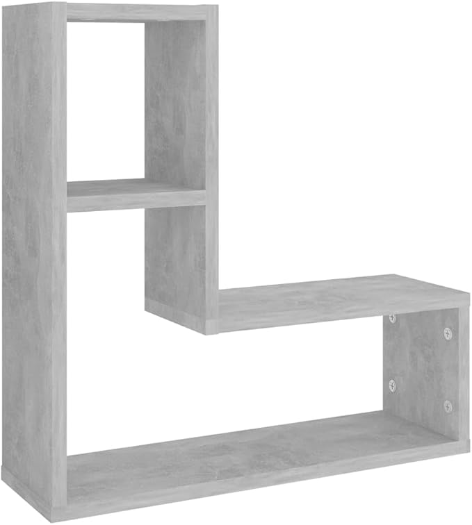Concrete Gray Wall Shelves Set of 2 Modern Floating 19.7x5.9x19.7 Inches Engineered Wood Display Shelves for Living Room Bedroom Decor Storage Organization