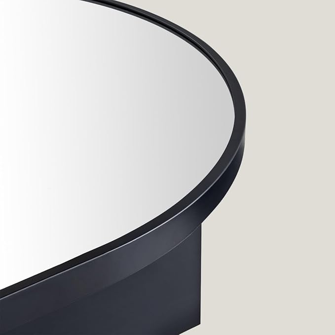 Surface Mount Black Oval Bathroom Medicine Cabinet with Mirror Metal Framed Oval Bathroom Storage Cabinet, 20x30''