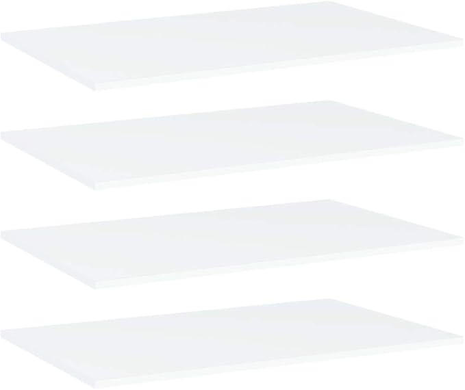 White Engineered Wood Wall Mounted Bookshelf Set of 4 with 31.5 x 19.7 x 0.6 Inch Shelves for Home Office Storage and Organization