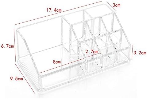 Kamay's 9 Compartments Small Multifunction Transparent Acrylic Desktop Cosmetic Display Stand Case For Lipstick Makeup Brush Nail polish Essential oil