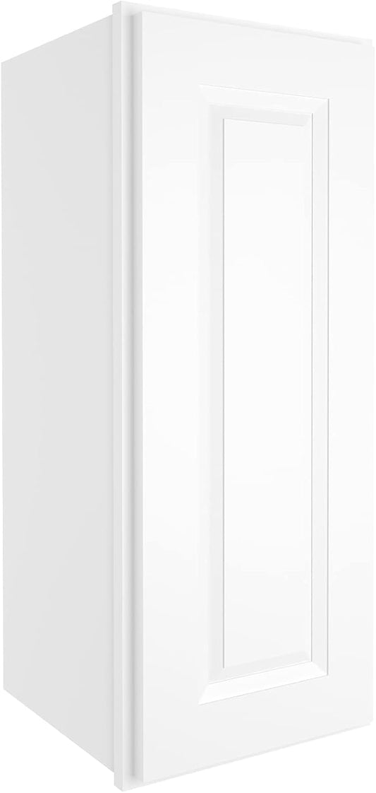 ROOMTEC Wood Wall Cabinet,RTA Single Door Medicine Cabinet with Adjustable Shelves and Soft-Close Door for Kitchen, Bathroom, and Laundry. 12" D*12" W*30" H, Traditional White