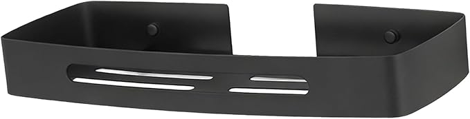 Estink Bathroom Shelf, Stainless Steel Wall Mounted Storage Rack, Rustproof Design, Organizes Toiletries and Maximizes Space for Renters (Black Single Layer Rack (No Drill Installation))