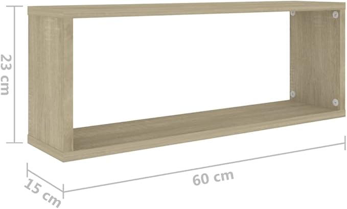 Wall Cube Shelves 2 Pack Sonoma Oak Floating 23.6x5.9x9.1 Inches Engineered Wood Wall Mount Display Storage Shelves for Living Room Bedroom Office Decor