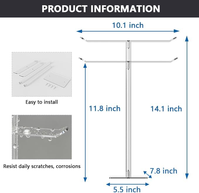 Hand Towel Holder,Acrylic Countertop Towel Stand - No-Drill Bathroom Organizer for Vanity, Easy Install Towel Holder Stand,Modern Bathroom Decor (L-2T-Shape)