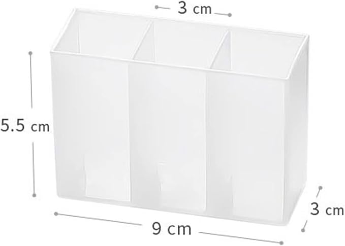 3PCS Mini Wall Mount Storage Box, 3 Compartment Transparent Plastic Makeup Brush Lipstick Holder Self-Adhesive Pen Holder Makeup Organizer for Home Office