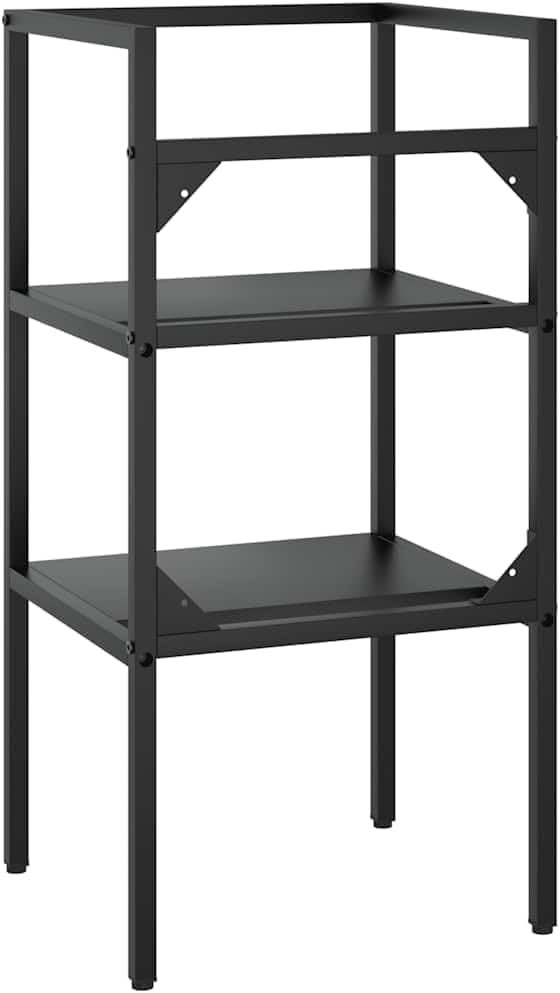 vidaXL Black Iron Bathroom Washbasin Frame - Durable Powder-Coated Console Sink Stand with Storage Space and Easy-Clean Surface, 15.7"x15"x32.7"