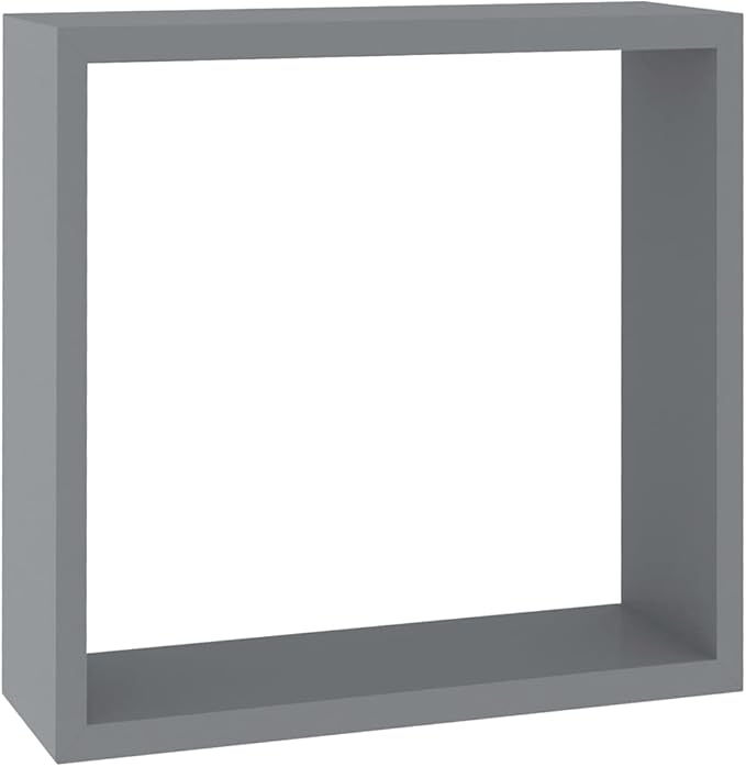 Wall Cube Shelves 3 pcs Gray MDF Corner Organizer Set with Invisible Mounting System for Living Room Bedroom Decor Display Books Plants