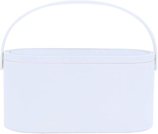 Travel Makeup Box with LED Lighted Mirror, Multi-purpose Cosmetics Box Carrying Case Women's Dat Gift, White, Travel Size (Instruction included)
