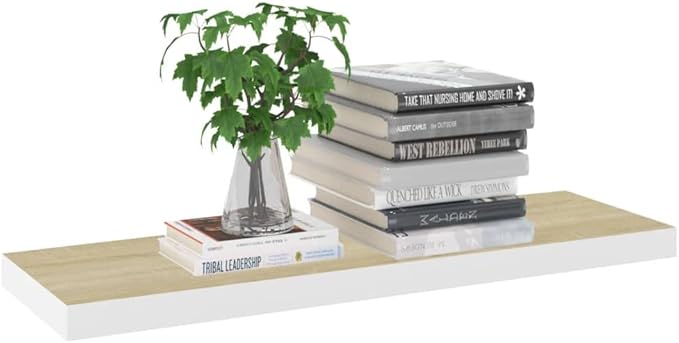 Floating Wall Shelf 31.5 inch Invisible Mounting Display Rack for Living Room Bedroom, Modern Oak White MDF Shelf with 22lb Capacity for Books Decor