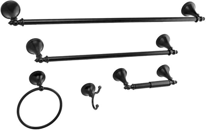 Kingston Brass BAHK1612478K Naples Bathroom Hardware Set, Matte Black 27.56 x 6.13 x 2.25